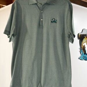 Peter Millar Green Striped Notre Dame  Polo Shirt